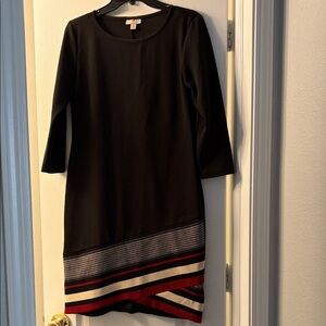Dress Barn Black Dress with Red and Cream Accents